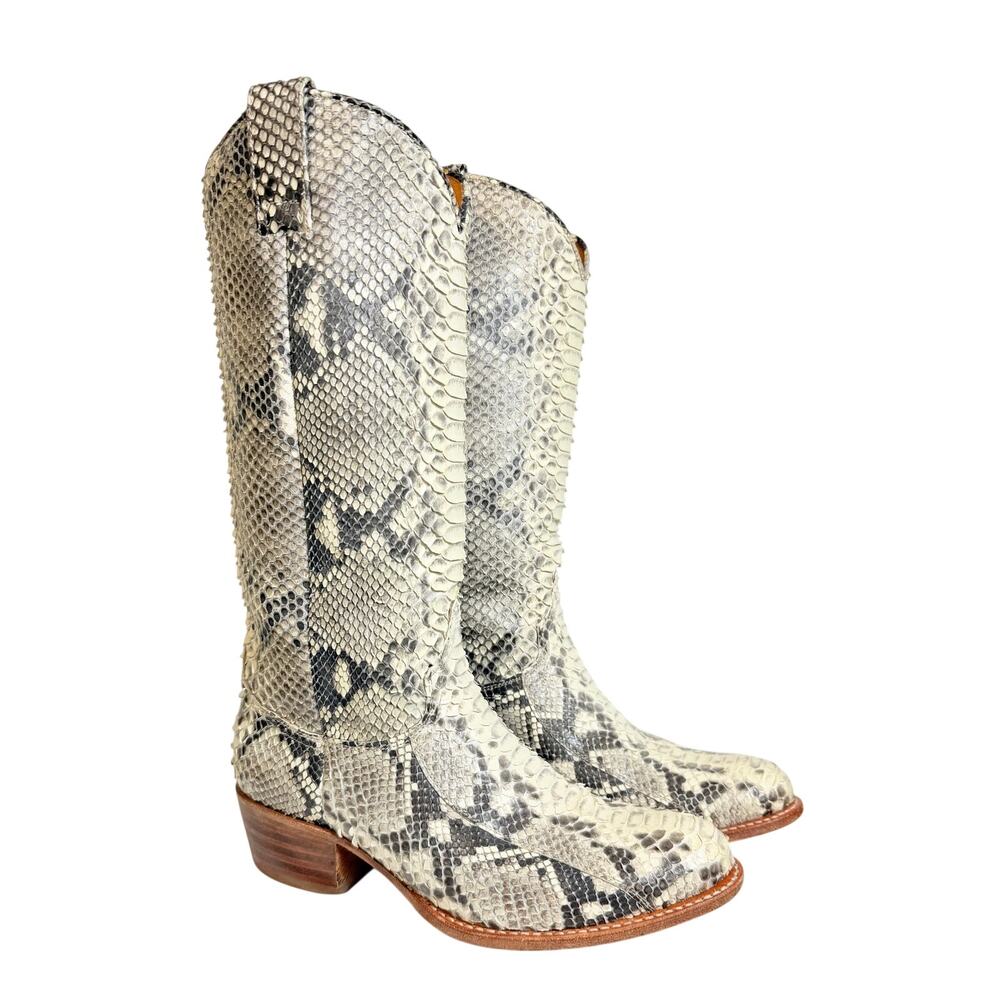 Frye Tall Western Exotic Leather Full Python Snakeskin Cowboy Boots Women's 7